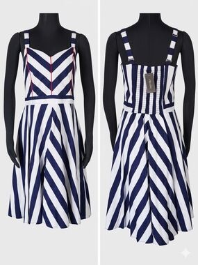 City Chic Navy and White Striped A-Line Sundress